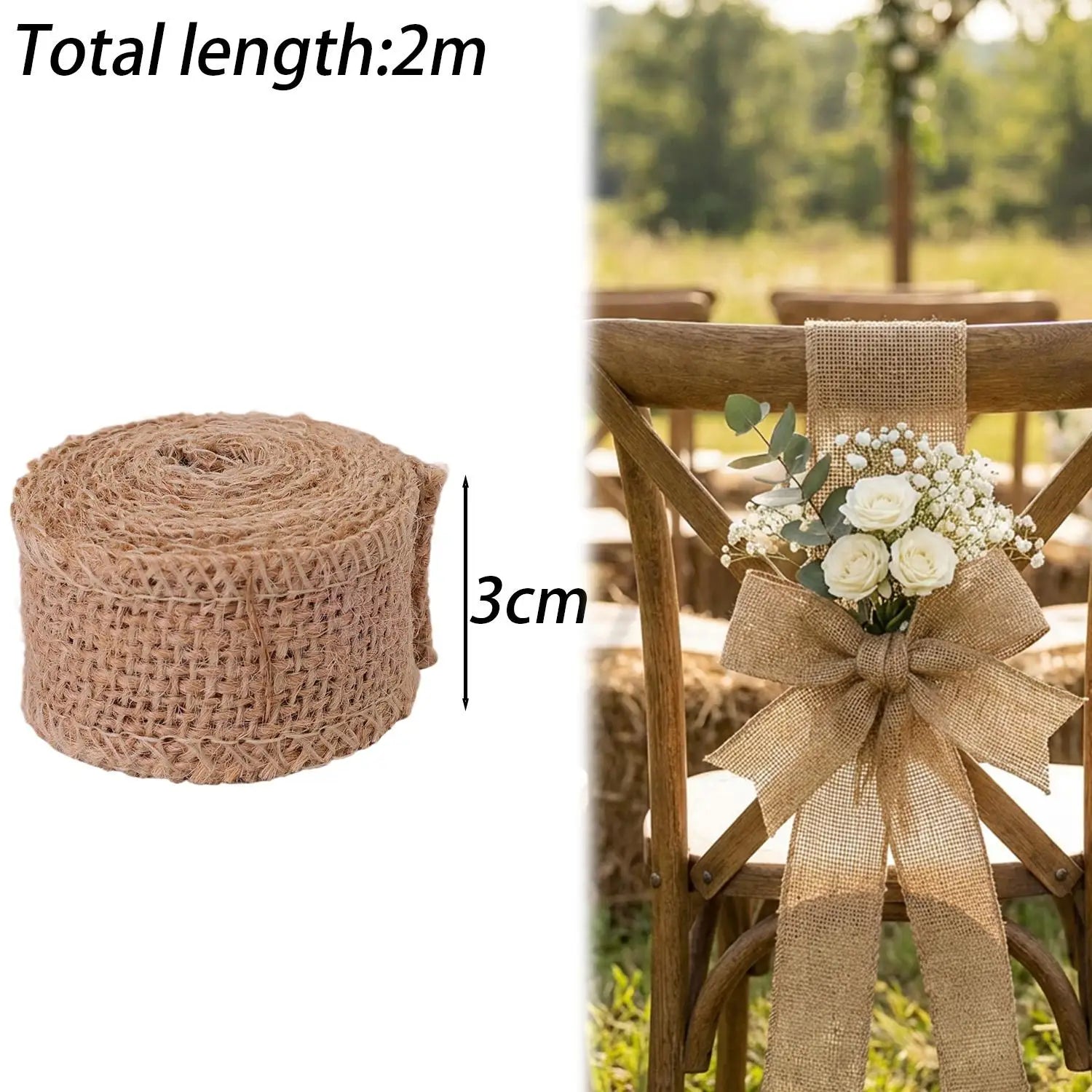 Rouleau de ruban en toile de jute pour loisirs créatifs, fournitures faites à la main pour décoration de mariage, emballage cadeau, bouquets de fleurs, guirlande de table, fête, bricolage