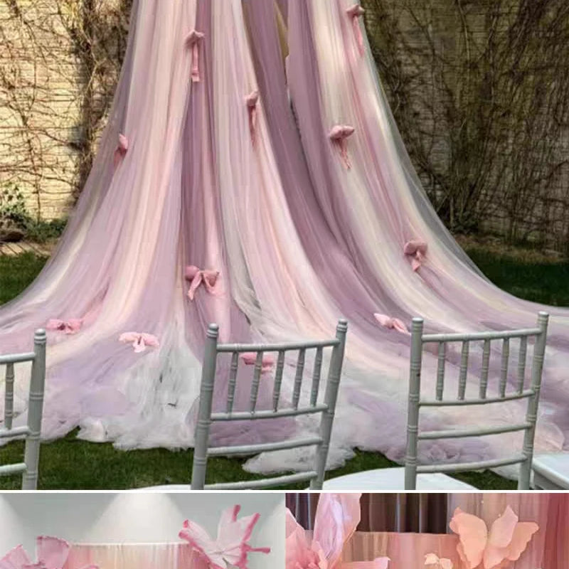 Toile de fond en tissu maillé pour décoration de mariage 10/20M pour rideau de mariage, décoration d'hôtel, fond, mur de fleurs, tissus en gros