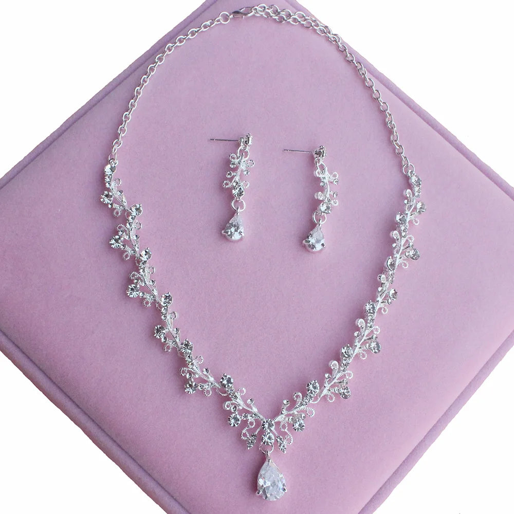 Parure de bijoux de mariée, couronnes de mariage pour les mariées, diadèmes et couronnes, collier de mariée en cristal strass, diadème, accessoires de cheveux de mariage