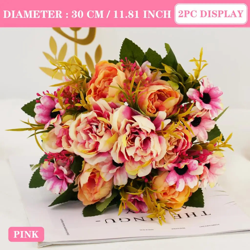 Oil Painting Peony Artificial Flower Bridal Bouquet
