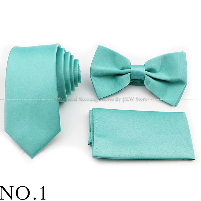 Ensemble cravate et nœud papillon violet bleu sauge vert en polyester, boutons de manchette et broche pour costume de marié, cravate de mariage, accessoire de chemise