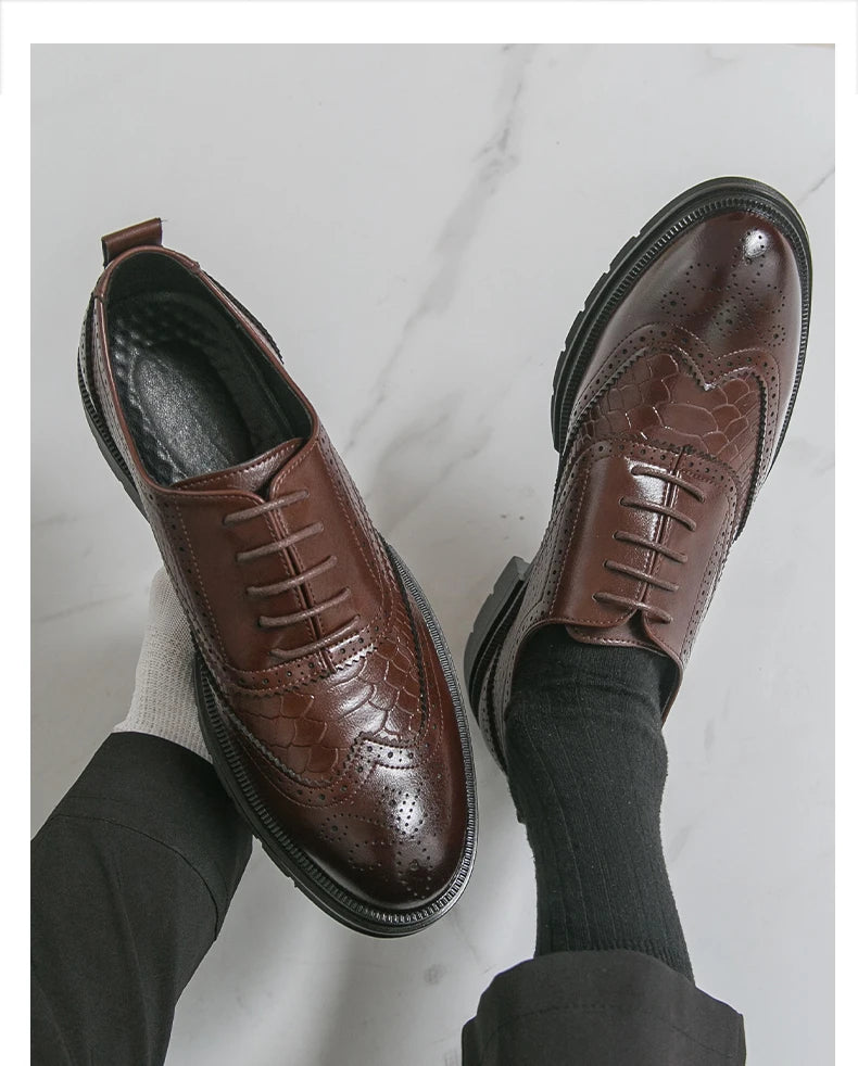 Chaussures classiques de mariage en cuir pour hommes Richelieu Chaussures habillées d'affaires de haute qualité pour hommes Chaussures de bureau pour homme pour fête, événements sociaux ou occasions formelles
