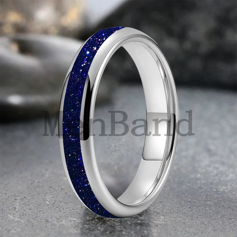 Bague de mariage pour homme 4/6/8mm - Bague en carbure de tungstène avec sable galactique concassé Espace cosmique Bague de mariage unisexe Bague de fiançailles Pour lui