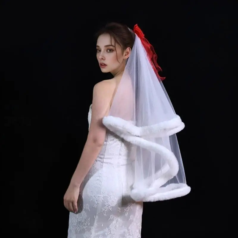 39BD Fingertip Bridal Headdress Veils Cathedral Wedding Veils Minimalists Women Veil for Wedding Ceremonies