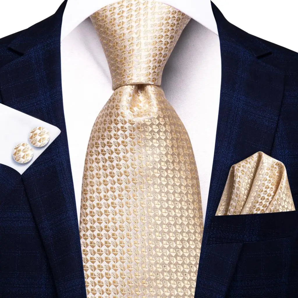 Silk Paisley & Floral Necktie Gift Set | Groom & Groomsmen Wedding Tie with Pocket Square & Cufflinks