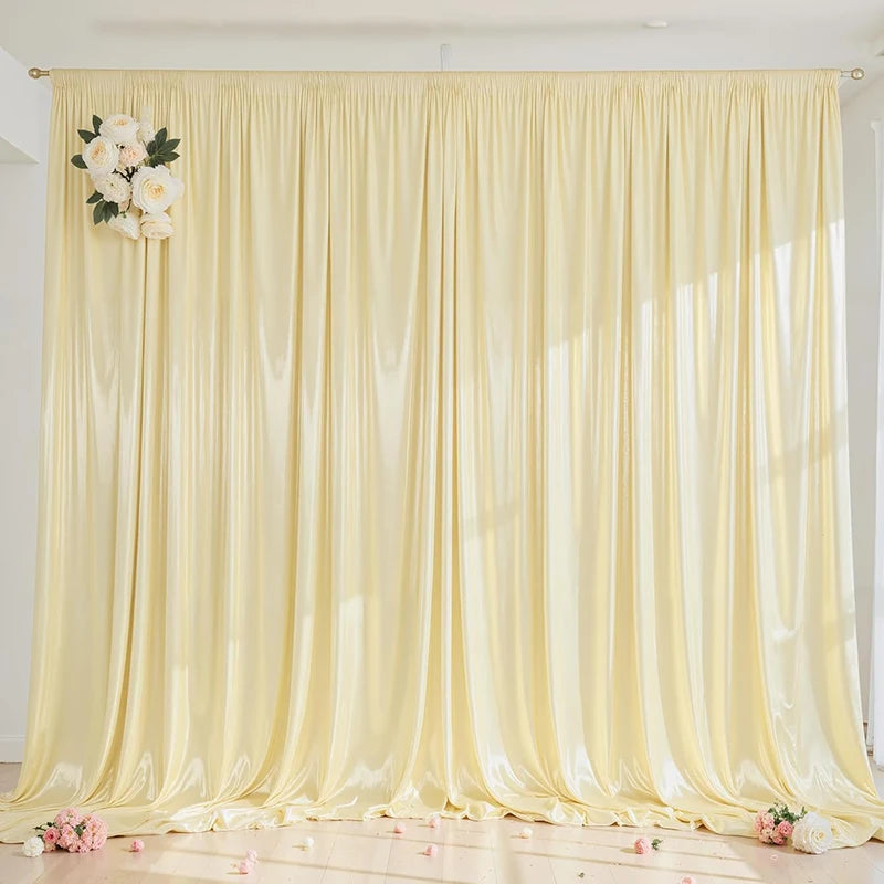Rideaux de Noël en satin sans plis, tissu soyeux, pour toile de fond de baby shower, fête d'anniversaire, bal de promo, décoration de mariage
