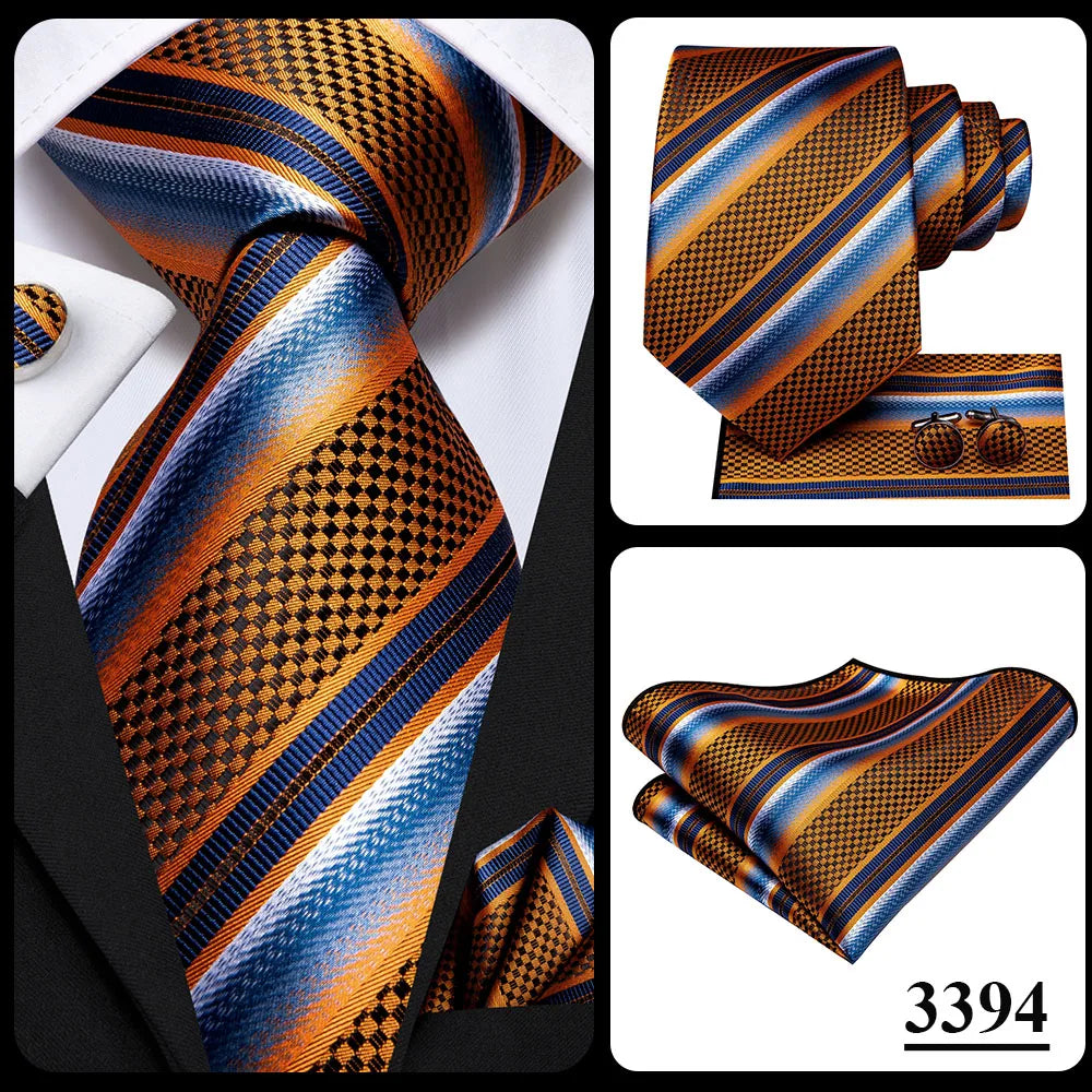 Silk Necktie Gift Set | Groom & Groomsmen Wedding Tie with Pocket Square & Cufflinks