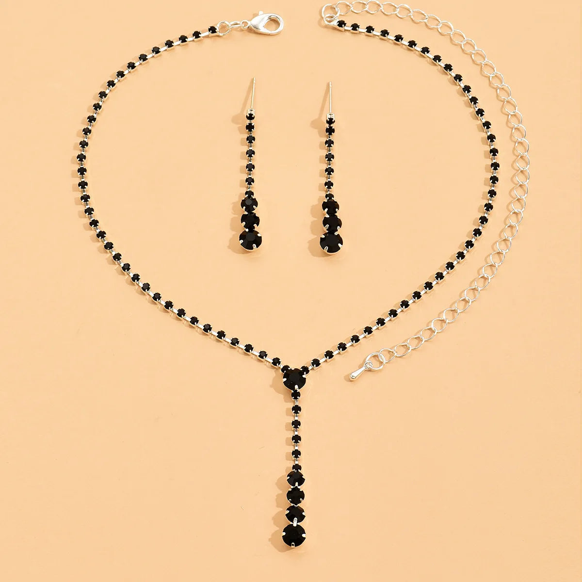 Parure collier et boucles d'oreilles de mariée Goutte de cristal scintillant