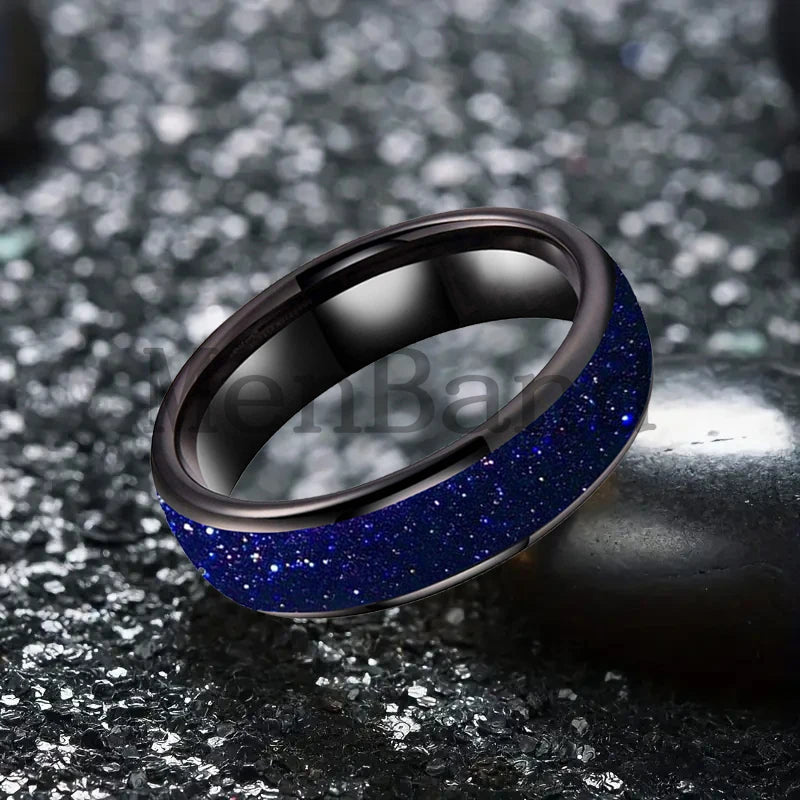 Bague de mariage pour homme 4/6/8mm - Bague en carbure de tungstène avec sable galactique concassé Espace cosmique Bague de mariage unisexe Bague de fiançailles Pour lui