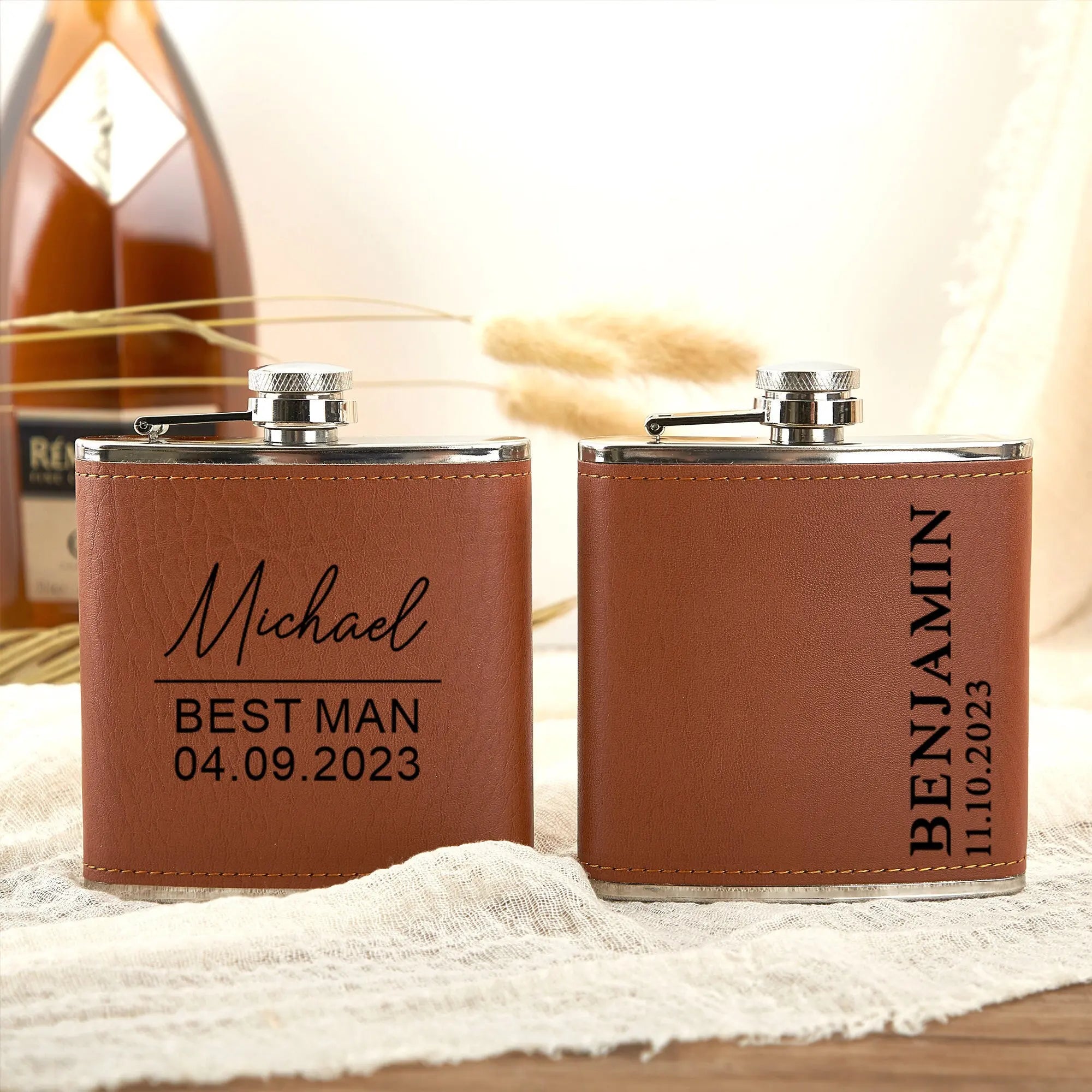 Personalized Engraved Hip Flask – Groomsmen & Best Man Gift | 6oz with Gift Box