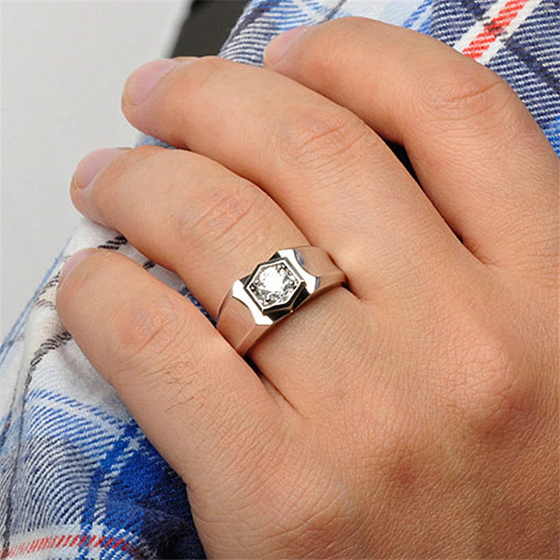 Bague de doigt simple et ajustable pour homme, accessoire de mariage pour le marié, bague tendance en argent 925, bijou masculin, cadeau pour petit ami