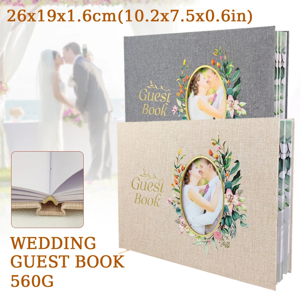 Personalized Wedding Guest Book Flowers Elegant Wedding Reception Signing Book Photo Album Signature Message Book Mariage Gift