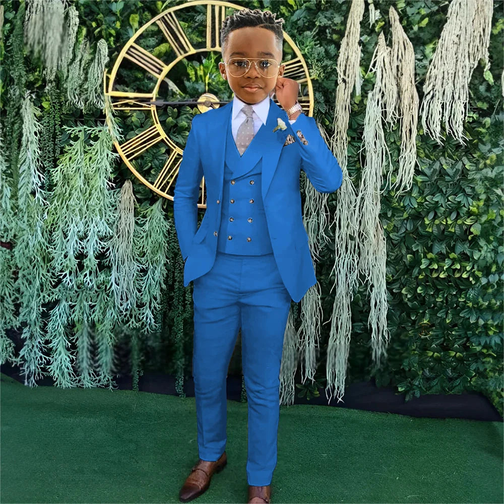Ensemble Costumes Garçon 3 Pièces Veste Gilet Pantalon Tenue de Banquet Fête Élégant Smoking Enfant Vêtements d'Invité de Mariage 2-20T