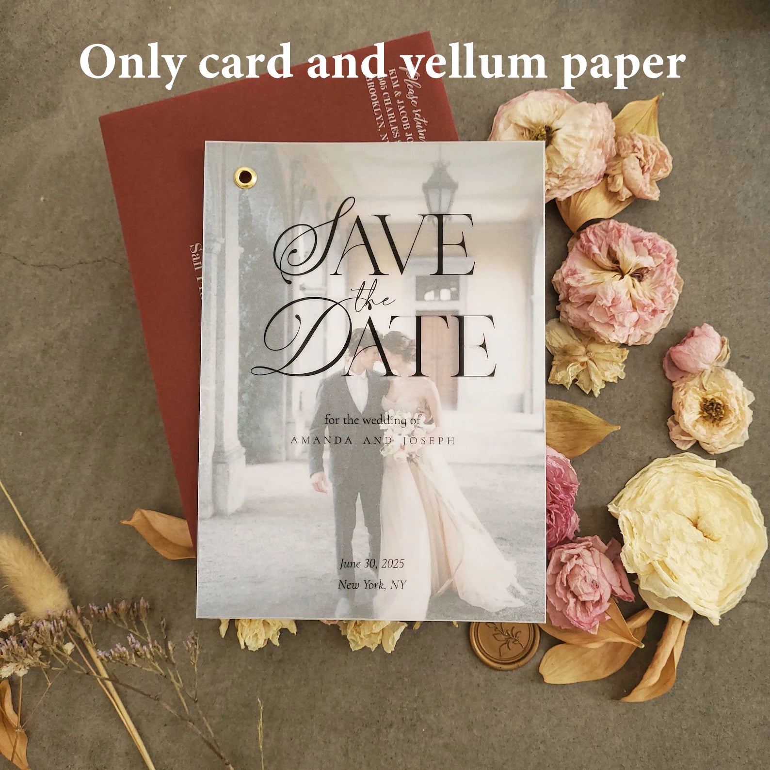 Faire-part de mariage élégant et personnalisé avec papier calque, annonce de mariage, fiançailles, nom personnalisé, fournitures de fête