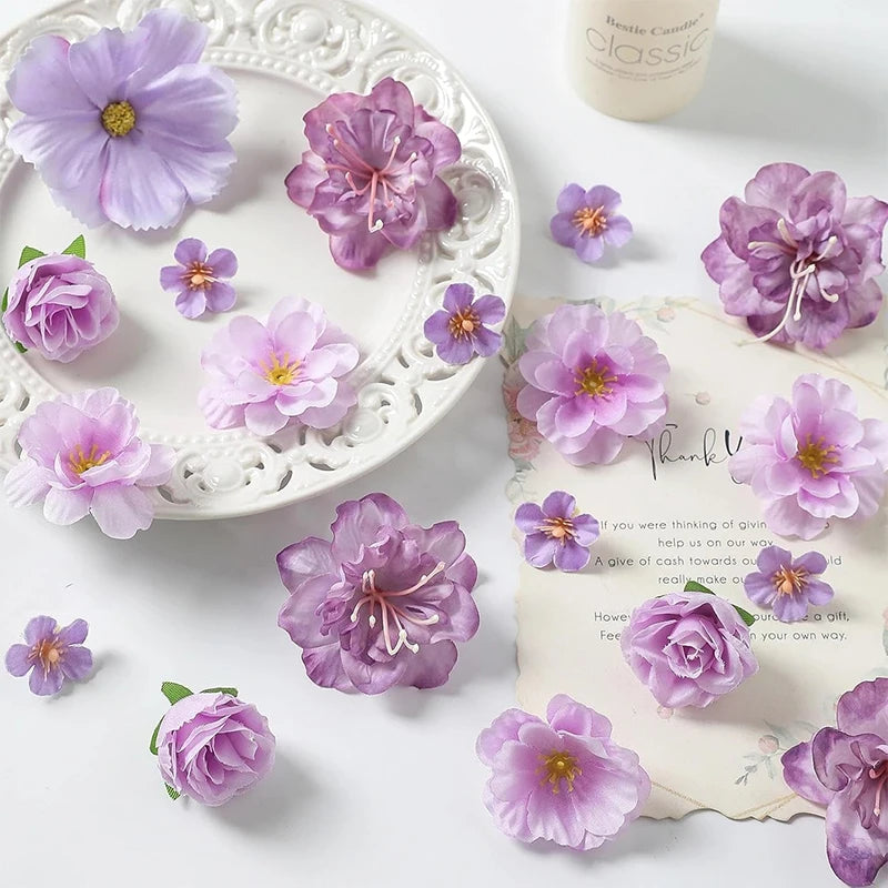 36Pcs 4cm Silk Rose Artificial Daisies Flower Heads for Craft Wreath Wedding Decor DIY Table Home Room Decor Fake Flowers
