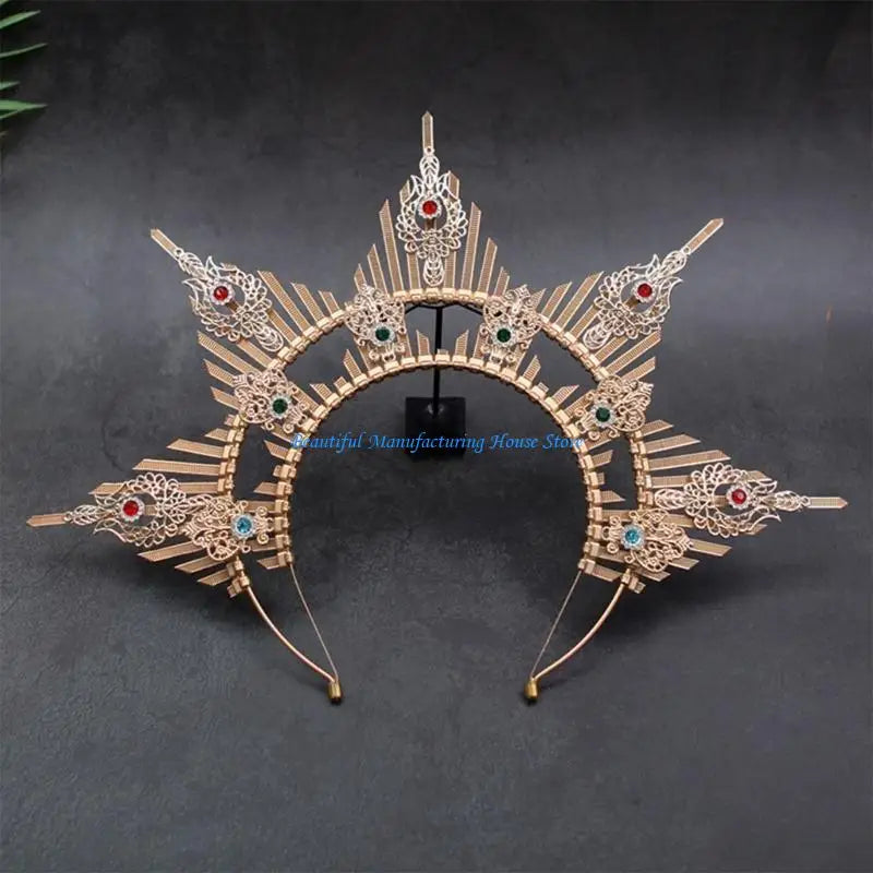 E56A Serre-tête gothique avec diadème, couronne de princesse en cristal pour fête de mariage