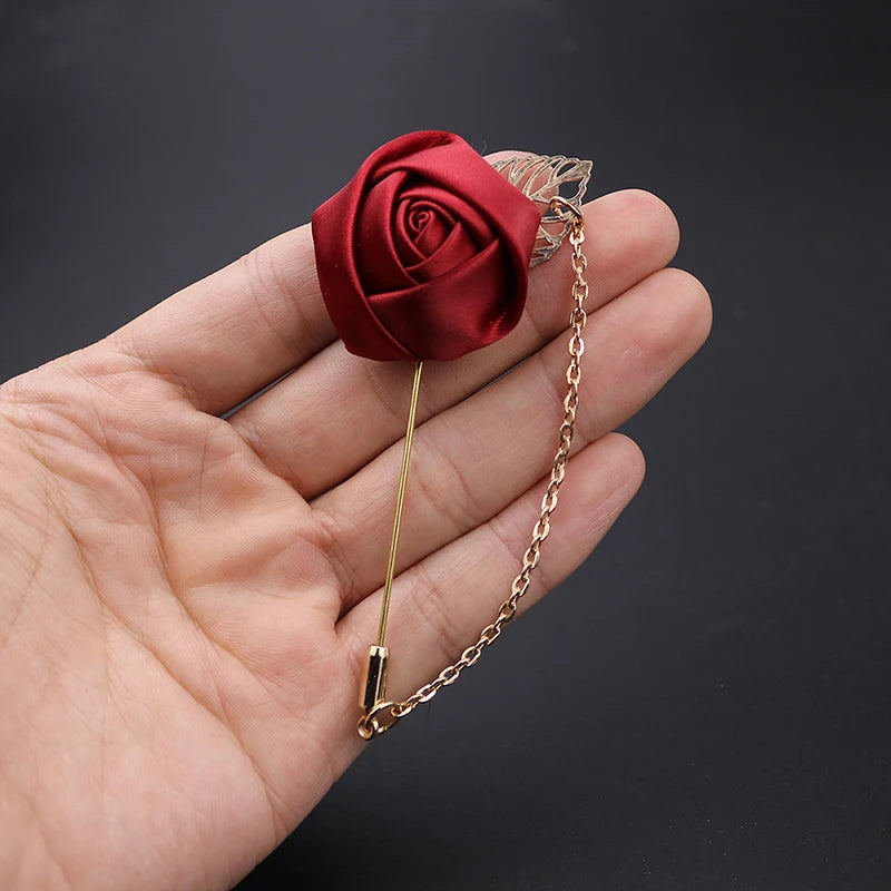 Korean-Style Fabric Flower Boutonniere Corsage Pin | Groom & Wedding Party