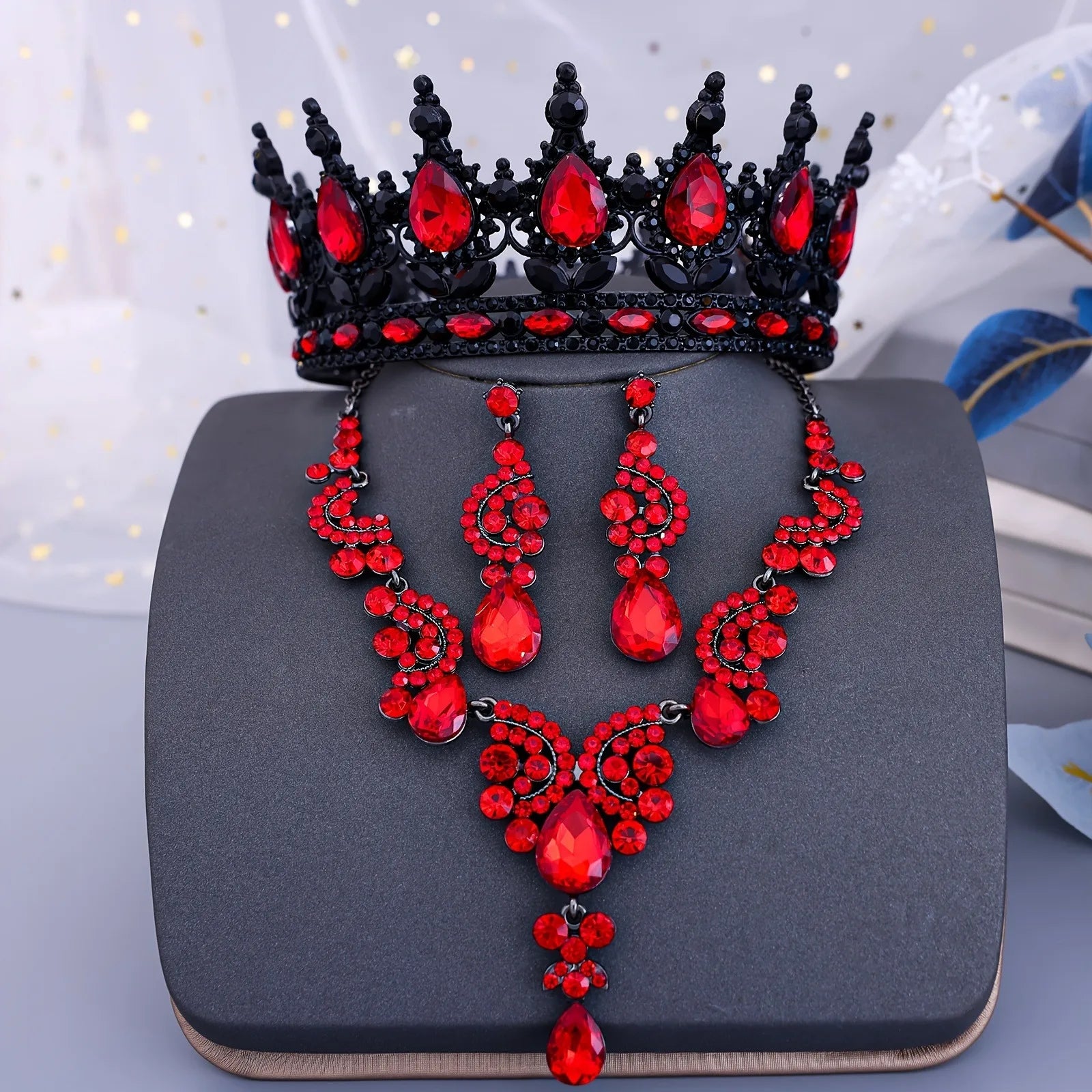 3 pièces accessoires de cheveux de mariée luxueux accessoires de cérémonie de banquet pour femmes mode bijoux de mariée colliers boucles d'oreilles ensembles de couronnes