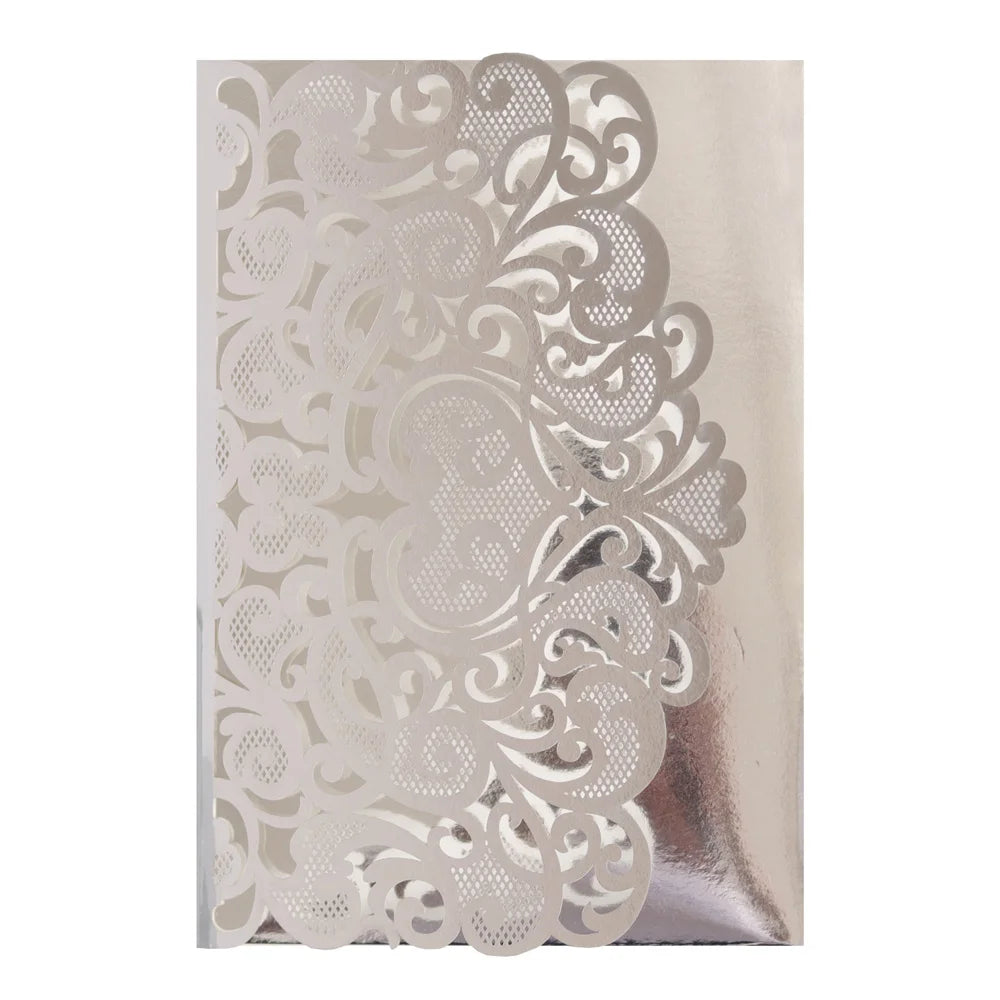 6 Pièces/Lot 3D Pop Up Mariés Ivoire Carte d'invitation de mariage Laser Poche Florale Douche nuptiale Invitations de fiançailles