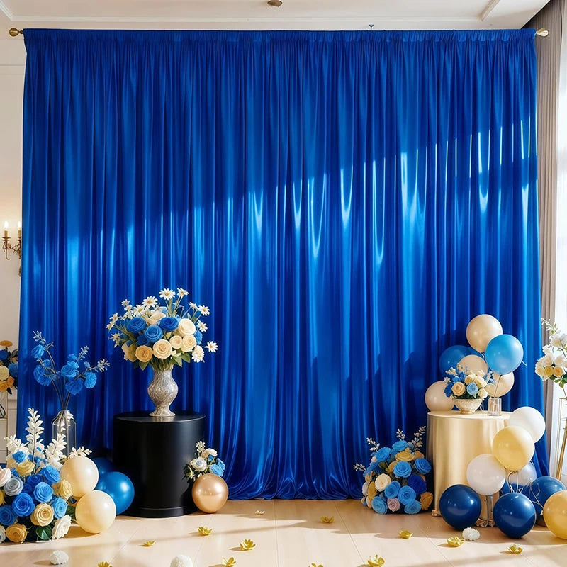 Rideaux de Noël en satin sans plis, tissu soyeux, pour toile de fond de baby shower, fête d'anniversaire, bal de promo, décoration de mariage