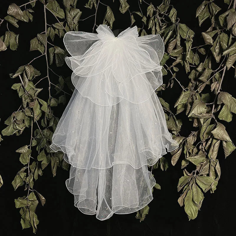 New Little Head veil White Hair Dresses Butterfly Wedding accessories