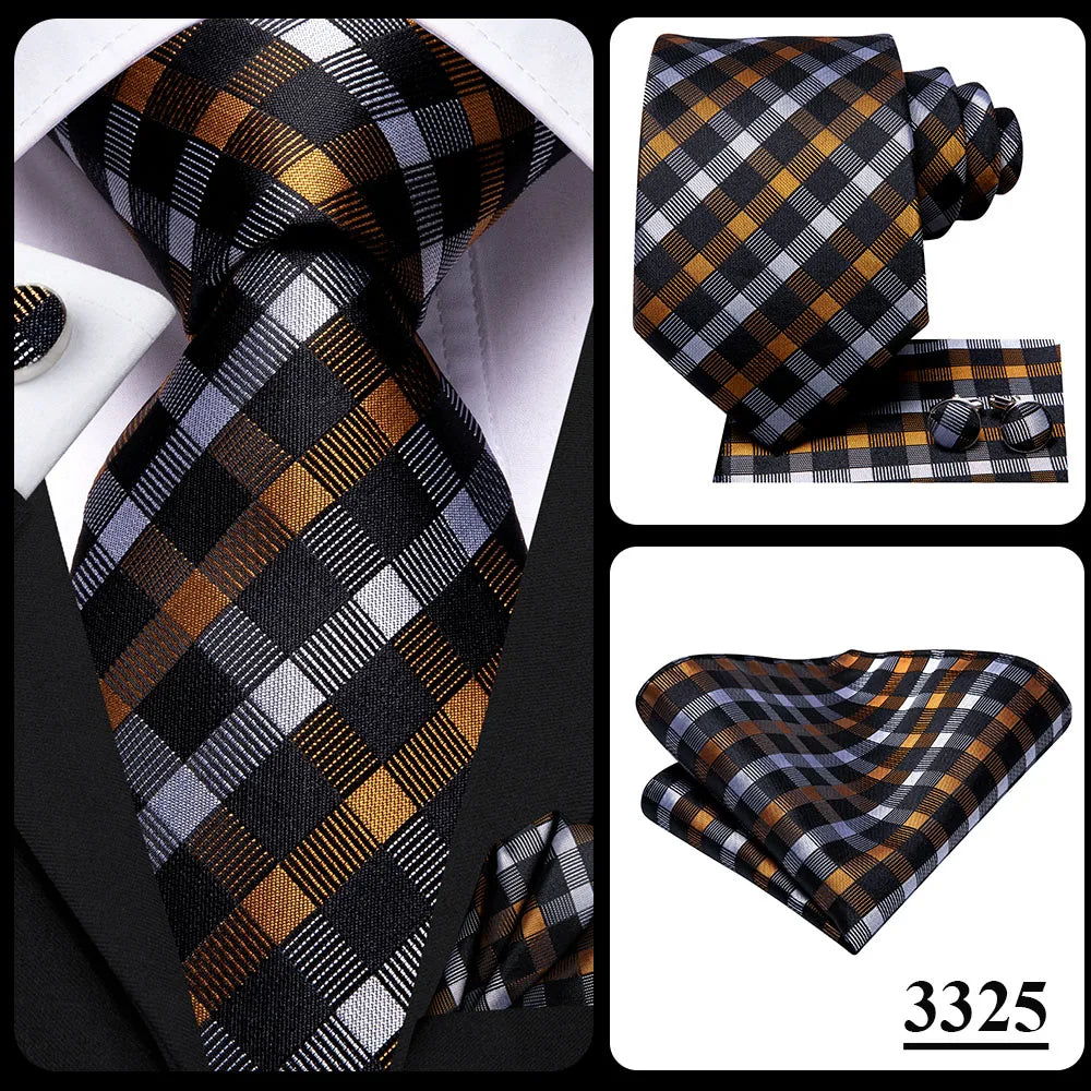 Silk Necktie Gift Set | Groom & Groomsmen Wedding Tie with Pocket Square & Cufflinks