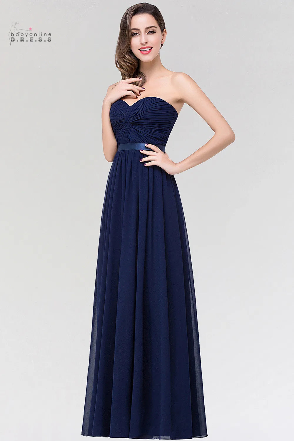 BABYONLINE Robes de demoiselle d'honneur pour fête de mariage élégantes bordeaux plissées en mousseline de soie coupe trapèze longues robes de soirée formelles de bal