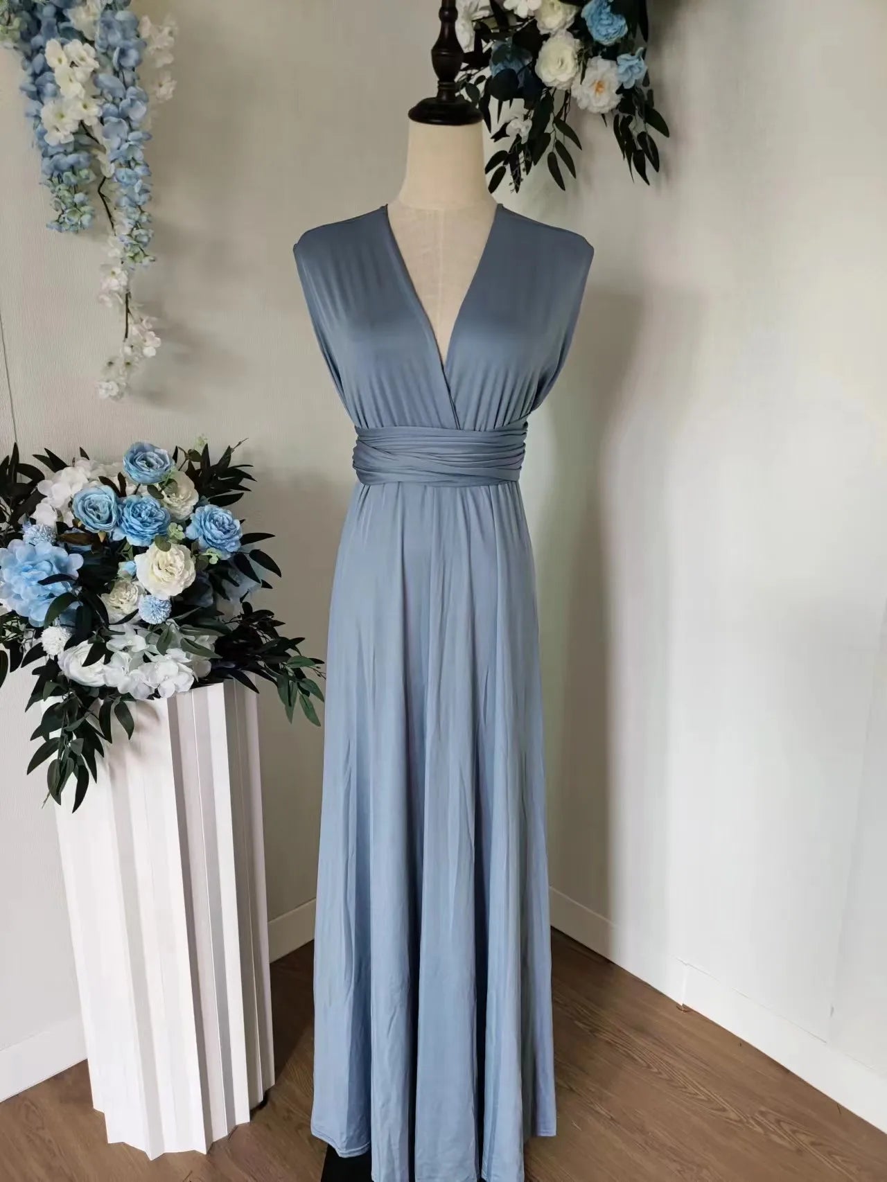 Robe de demoiselle d'honneur, robe longue vert olive de demoiselle d'honneur, robe convertible pour cortège nuptial, robe infinie multivoies, robe sur mesure