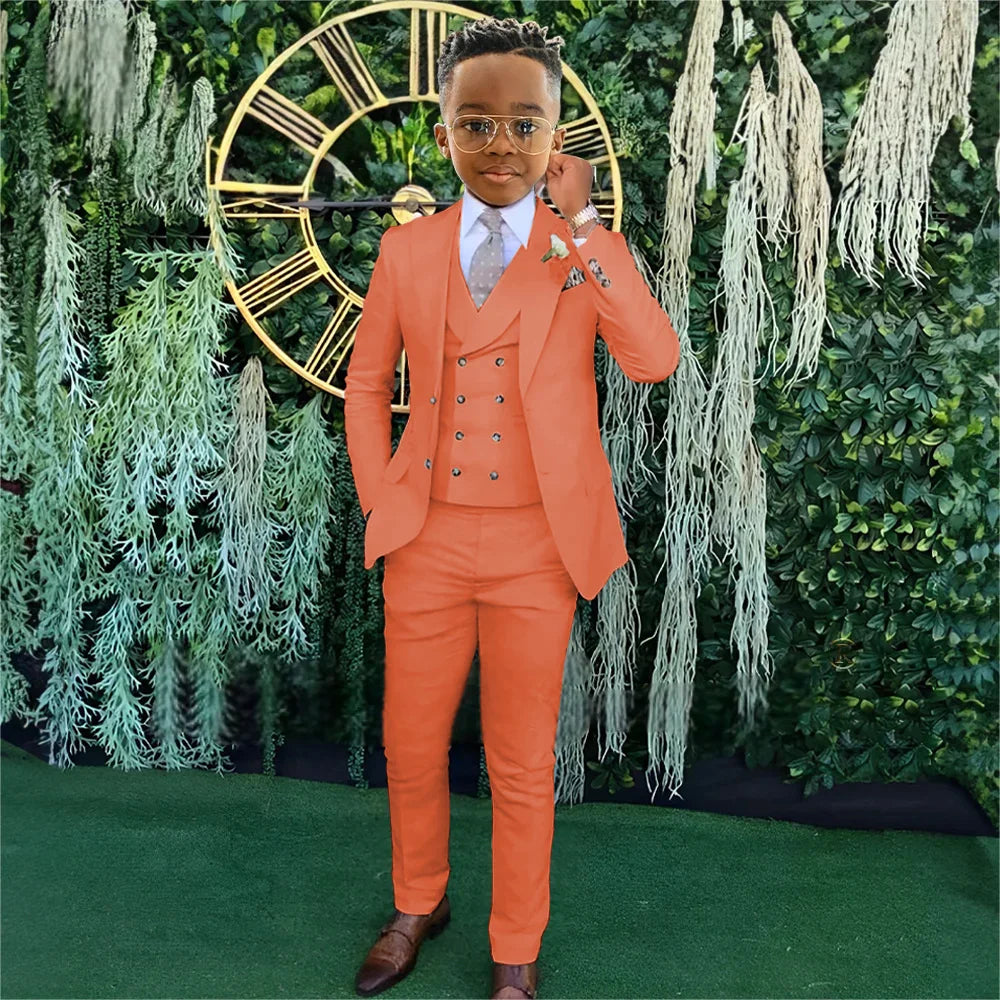 Ensemble Costumes Garçon 3 Pièces Veste Gilet Pantalon Tenue de Banquet Fête Élégant Smoking Enfant Vêtements d'Invité de Mariage 2-20T