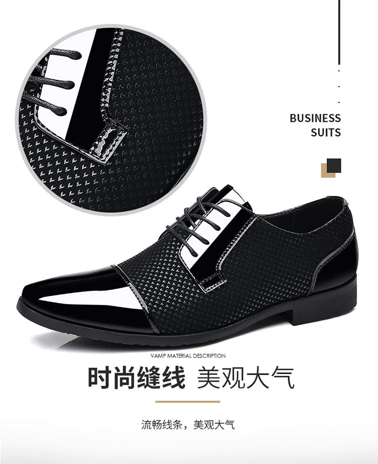 Chaussures habillées classiques tendance pour hommes Richelieus en cuir verni Chaussures de mariage formelles en cuir noir à lacets 2023