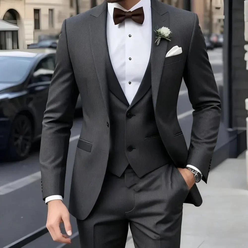 Nouveau Costume Homme De Mariage Décontracté Business MC Jacquard Trois Pièces Costume De Mariage Pour Homme  Costumes Homme  Costume