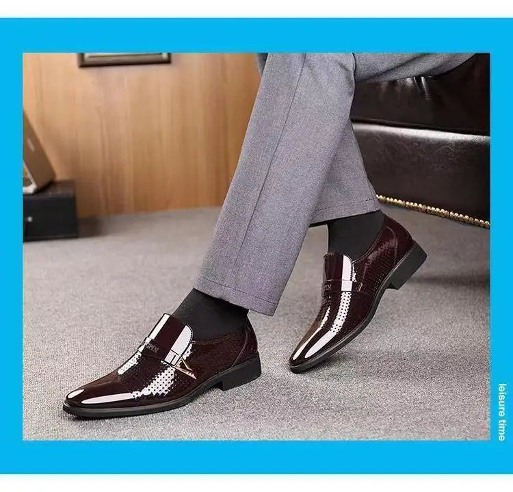 Men's Brown Hollow-Out Dress Shoes | Height-Boosting | Groom & Wedding