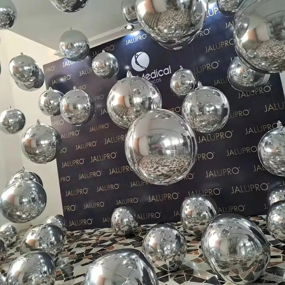 20 Ballons ronds 4D de 10 pouces Rouges Argentés en feuille d'aluminium Ballons de fête à thème d'anniversaire Douche de bébé Décoration de mariage Faveur Jouet pour enfants Air Globos