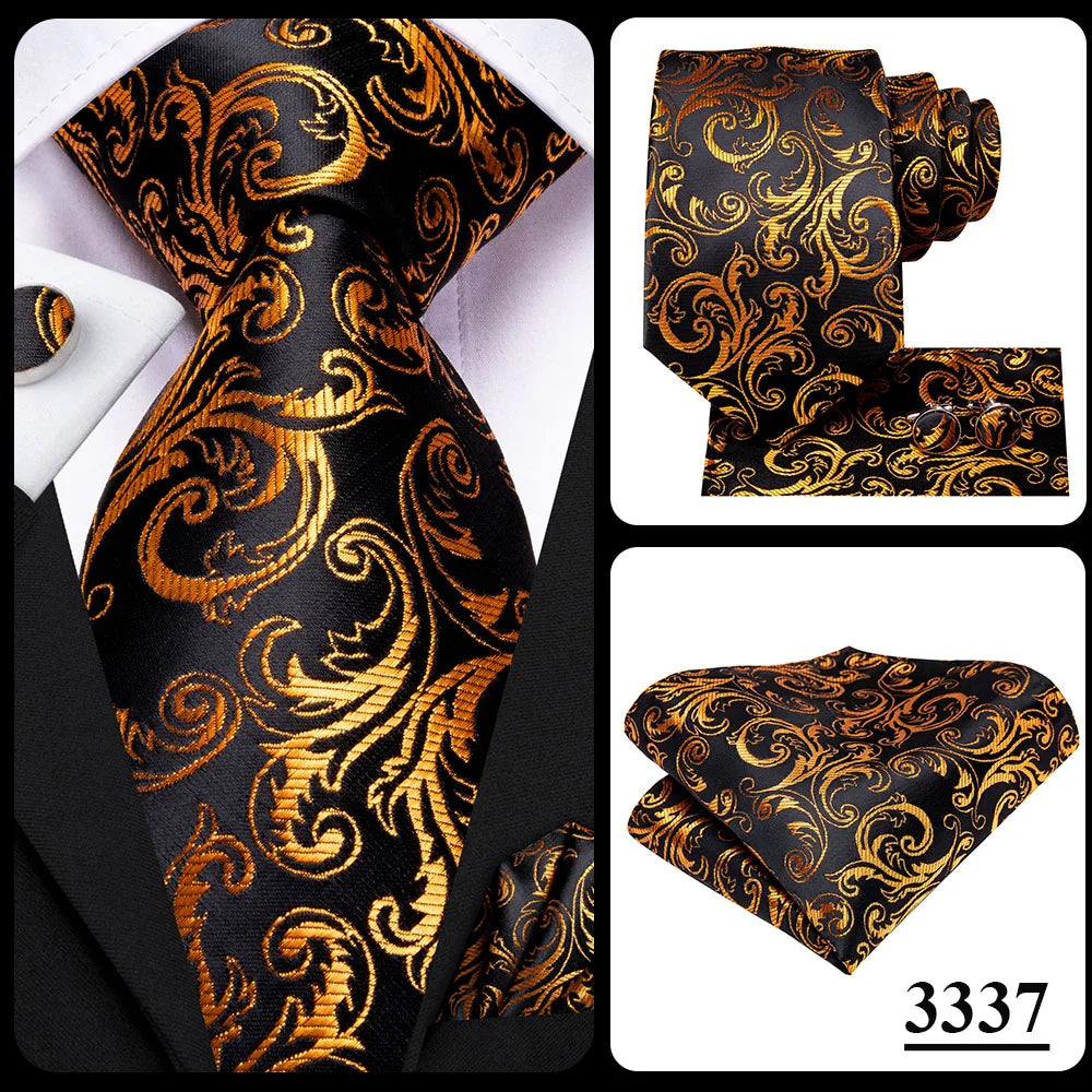 Silk Necktie Gift Set | Groom & Groomsmen Wedding Tie with Pocket Square & Cufflinks