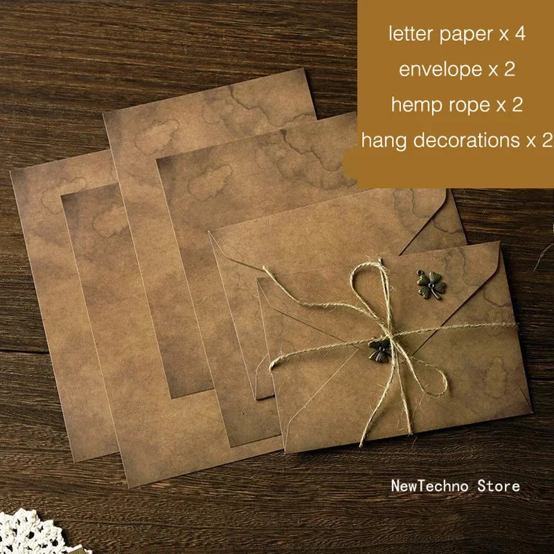 Kit de papier à lettres vintage kraft, papier à écrire, enveloppes A5 à fenêtre, enveloppe d'invitation de mariage, enveloppe cadeau