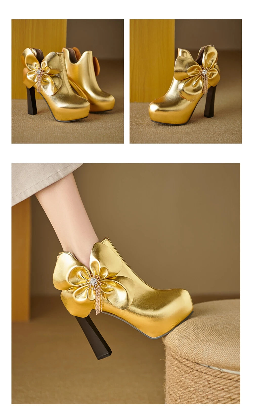 Women Spring and Autumn Fashion Round Head Coarse Heel Ankle Boots Dress Party Short Boots Work Clothes Women Shoes 55-8