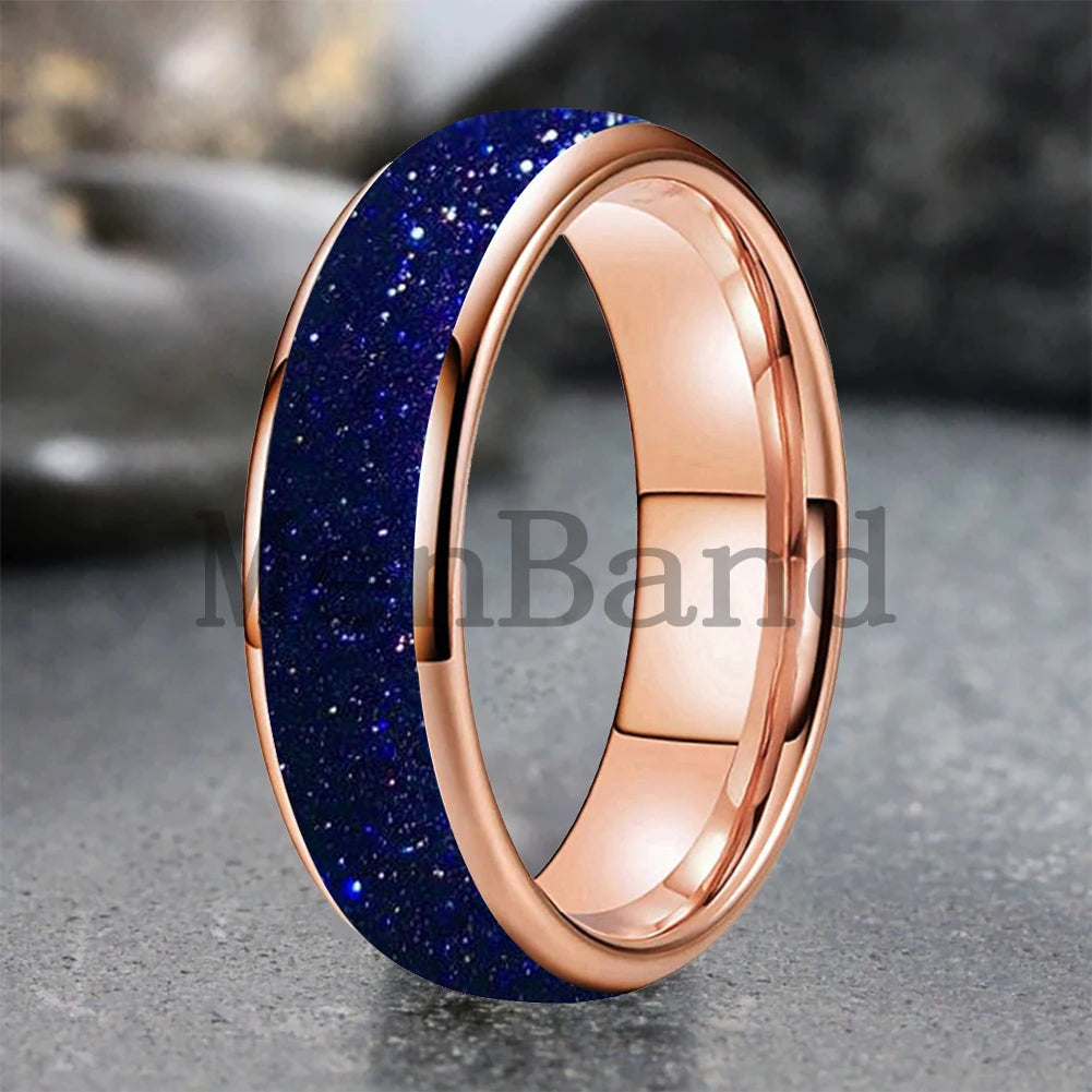 Bague de mariage pour homme 4/6/8mm - Bague en carbure de tungstène avec sable galactique concassé Espace cosmique Bague de mariage unisexe Bague de fiançailles Pour lui