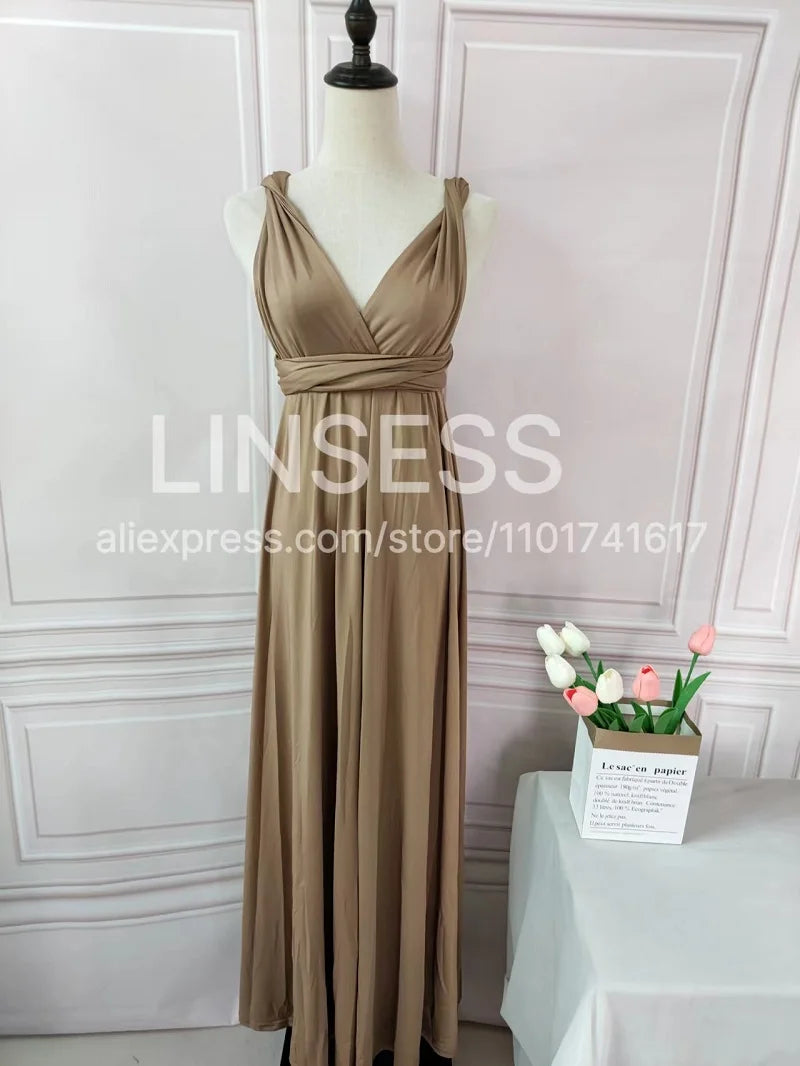 Robe de demoiselle d'honneur, robe longue vert olive de demoiselle d'honneur, robe convertible pour cortège nuptial, robe infinie multivoies, robe sur mesure
