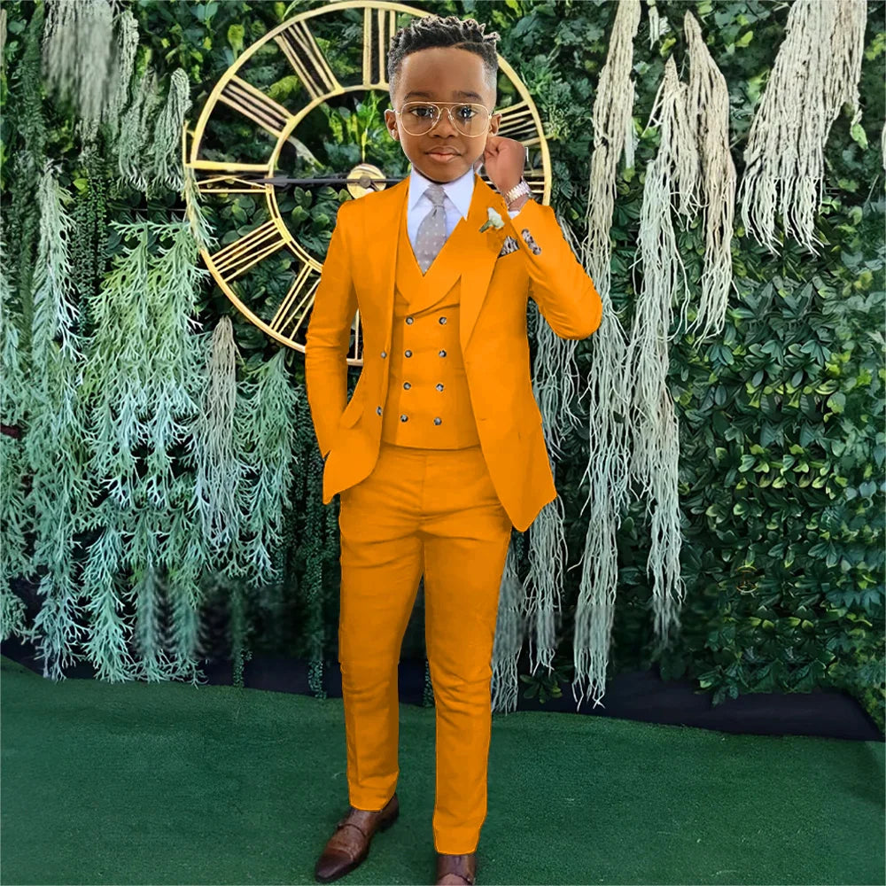 Ensemble Costumes Garçon 3 Pièces Veste Gilet Pantalon Tenue de Banquet Fête Élégant Smoking Enfant Vêtements d'Invité de Mariage 2-20T
