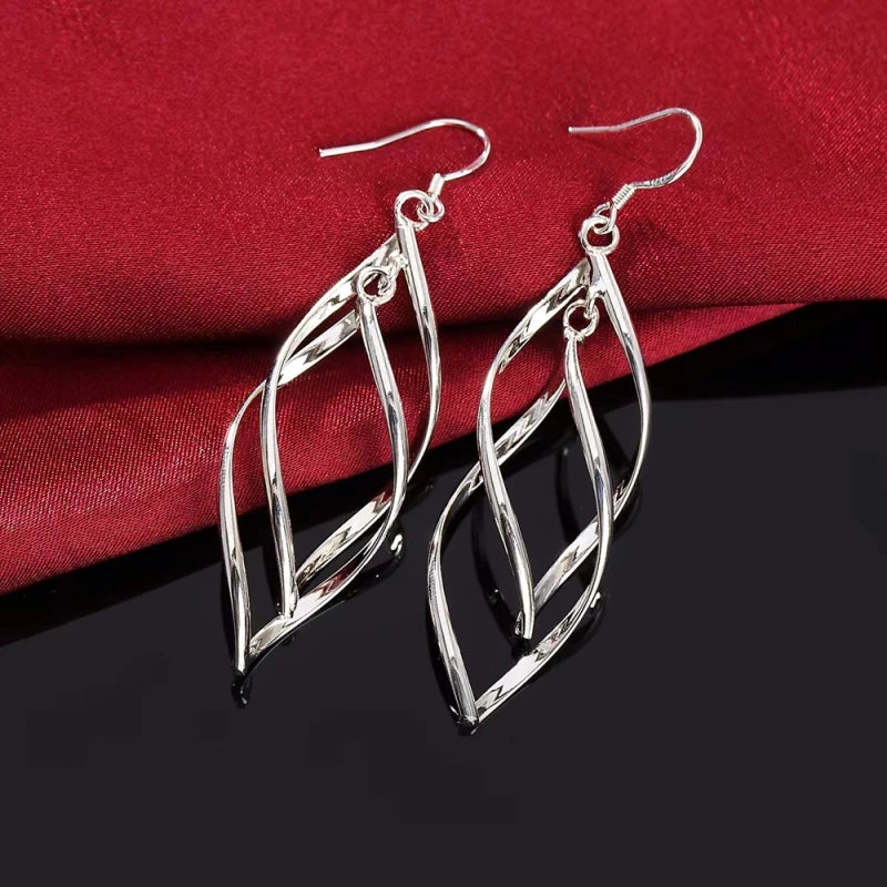 Boucles d'oreilles pendantes élégantes - Bijoux de mariée en argent sterling 925