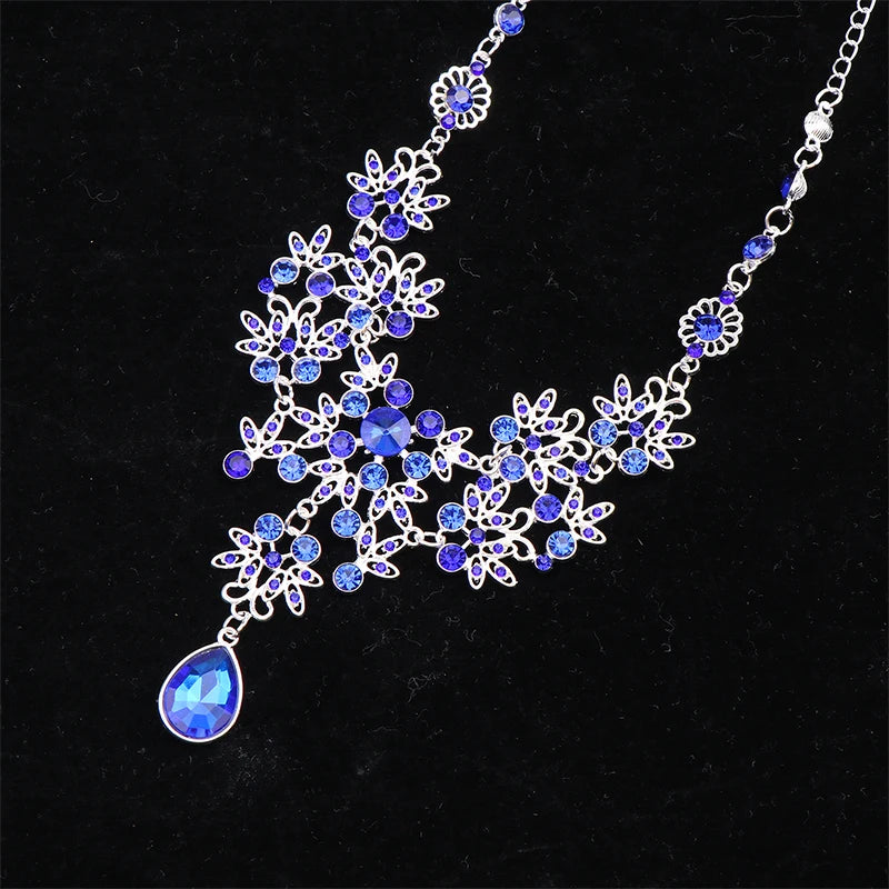 Flower & Water Drop Bridal Necklace & Earring Set