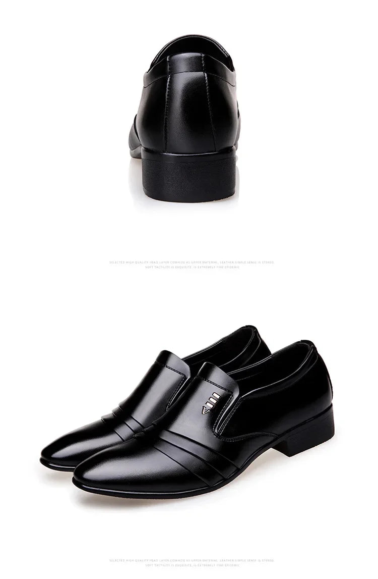 Chaussures habillées pour hommes en cuir PU, mocassins d'affaires tendance pour hommes, chaussures noires pointues Oxford respirantes pour mariage formel