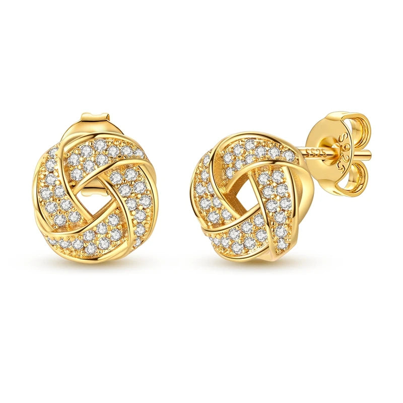 Boucles d'oreilles clous Tête de mort en or et zircon — Argent sterling 925