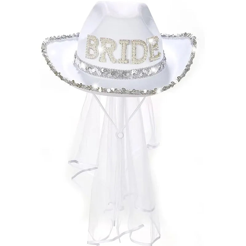 Chapeau en Jean Blanc "Bride to Be" avec Voile Décoration de Mariage, Douche Nuptiale, Fiançailles, Enterrement de Vie de Jeune Fille, Accessoire de Coiffure