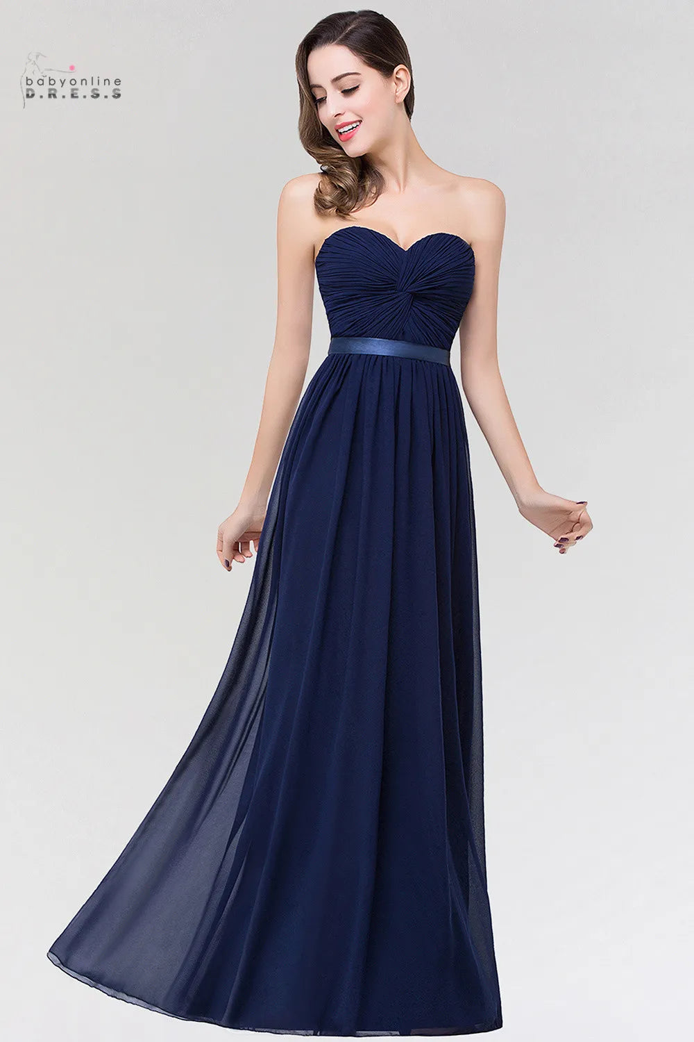 BABYONLINE Robes de demoiselle d'honneur pour fête de mariage élégantes bordeaux plissées en mousseline de soie coupe trapèze longues robes de soirée formelles de bal