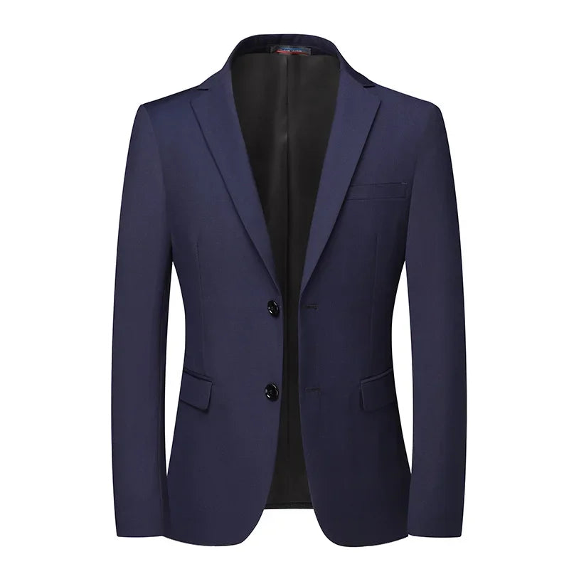 Solid Color Blazer Men's Fashion Business Solid Color British Style Professional Work Groom Wedding Dress Best Man Blazer Jacket