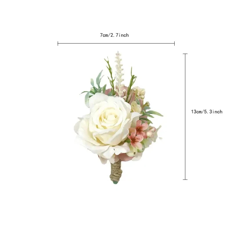 Wedding Boutonniere & Corsage | Silk Flower Pin for Groom, Groomsmen & Guests