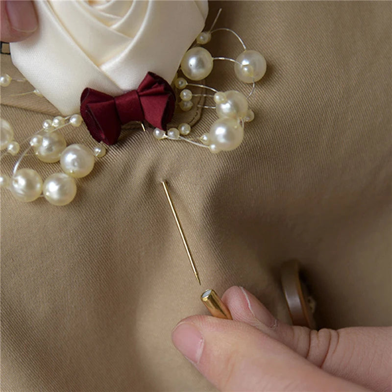 Satin Rose Corsage Brooch | Wedding Boutonniere & Bridal Accessory