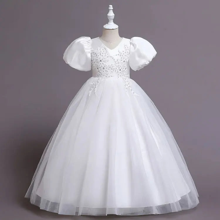 Robes de Demoiselle d'honneur pour Mariages Robes de Soirée Princesse pour Filles Robes d'Enfants à Manches Courtes Robe de Soirée Mariage 3-12 Ans