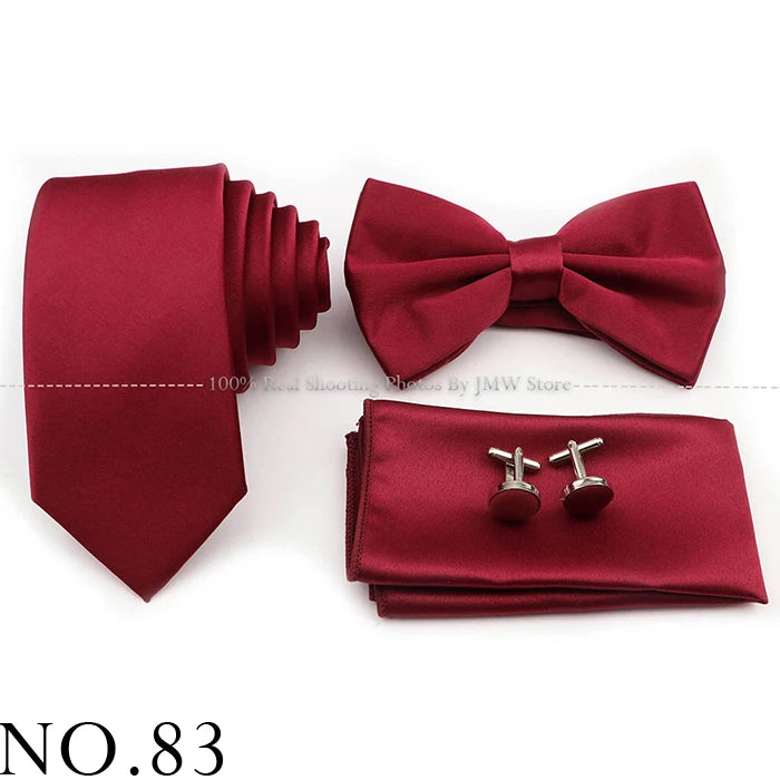 Ensemble cravate et nœud papillon violet bleu sauge vert en polyester, boutons de manchette et broche pour costume de marié, cravate de mariage, accessoire de chemise